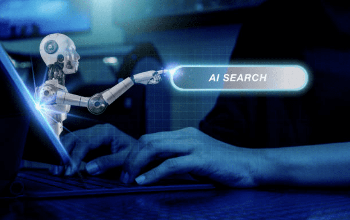 AI searching image representing artificial intelligence analyzing and retrieving information